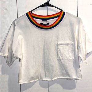 A&F Rainbow Collar Crop Top - Size Small